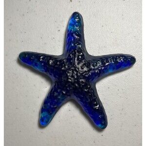 Textured Art Glass Starfish Surf Paperweight Figurine Blue Green Beach Art
